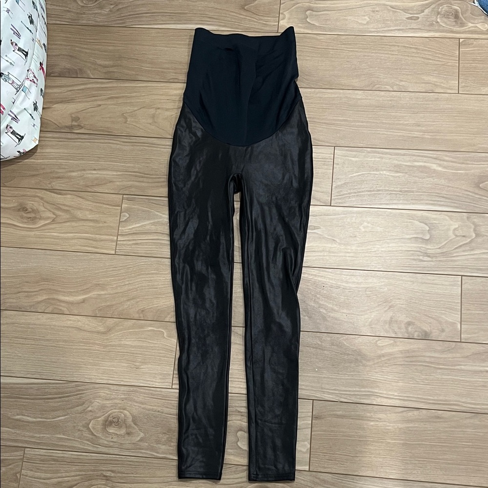 Black SPANX maternity faux leather Leggings